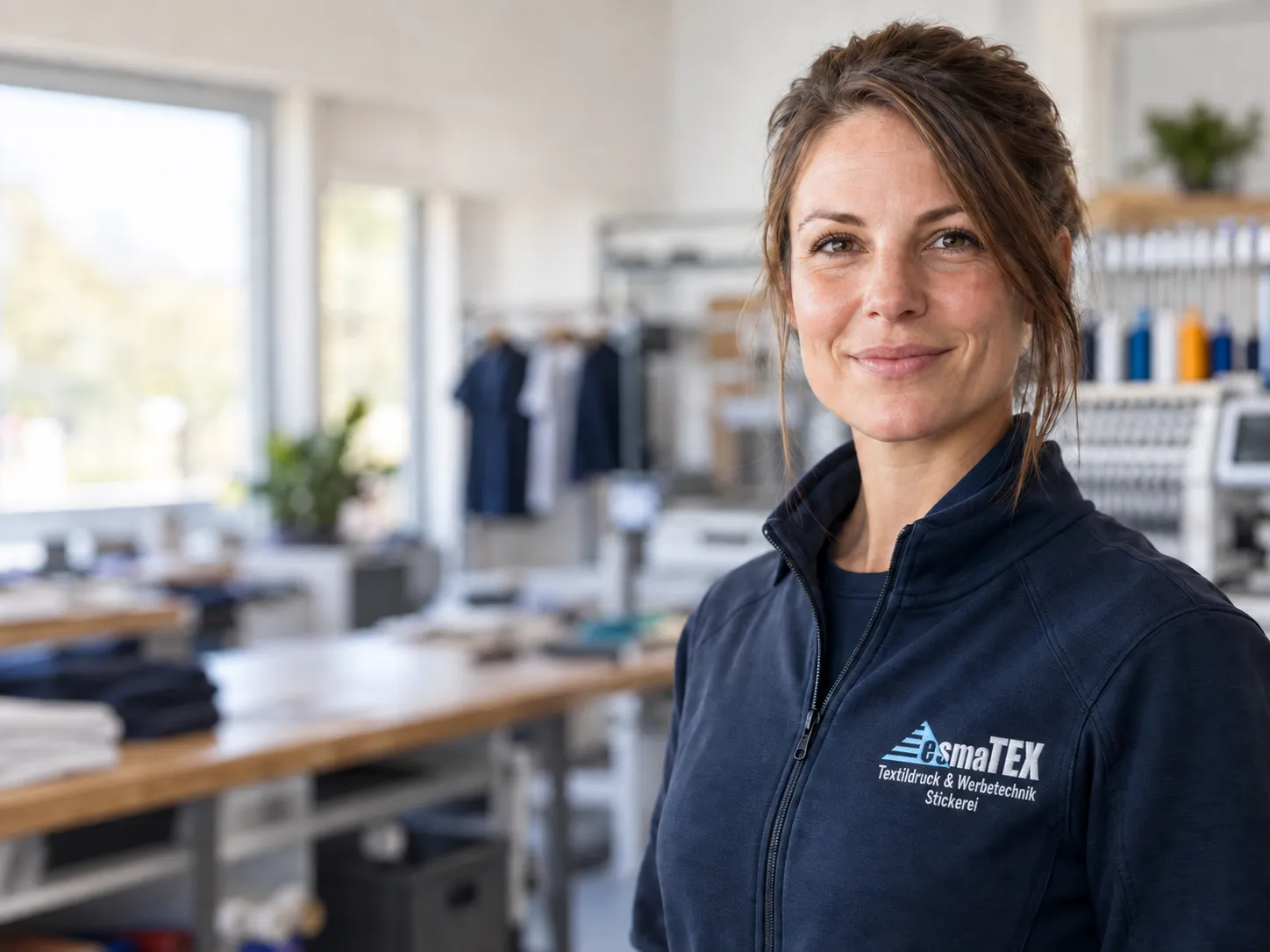 Bestickte esmaTEX Firmenjacke im Atelier in Stadthagen